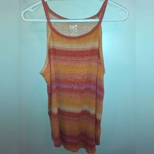 $ Maurices 24/7 size 14 or 0x tank top stunning yellow, orange, rust, pink EUC